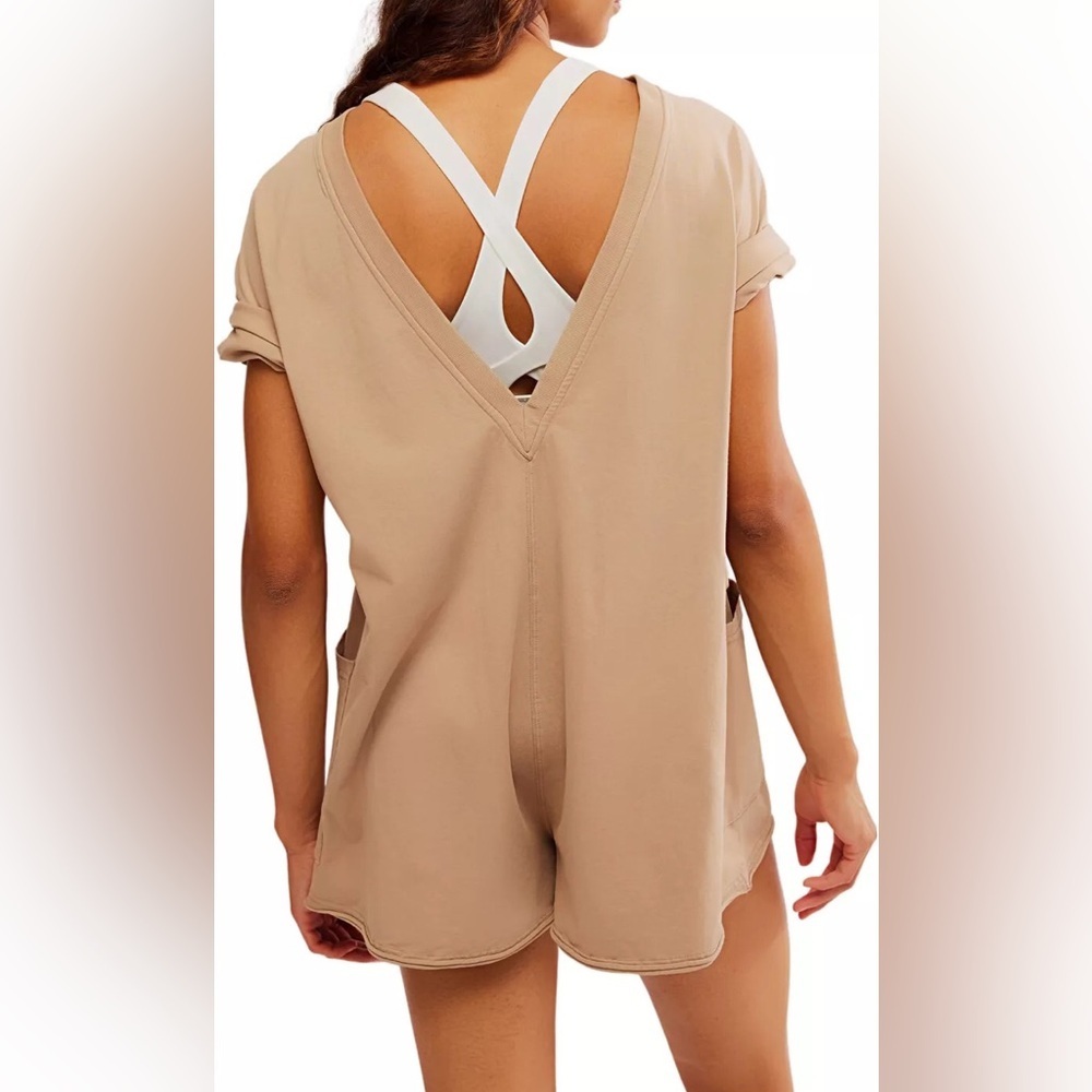 Free People FP Movement Hot Shot Tee Romper in Large Mocha. T-Shirt Romper NWT - Picture 11 of 16